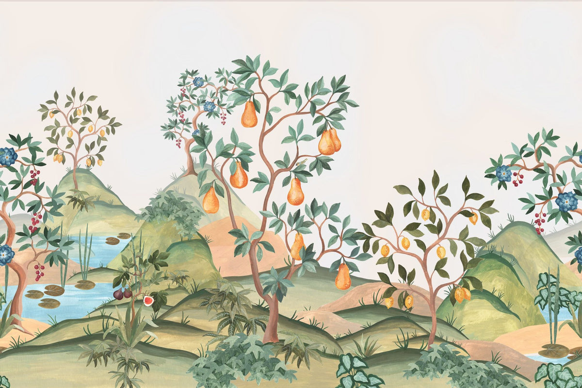 Orchard Reverie (no Animals), Cream Mural Wallpaper - pure wallpaper artwork
