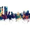 Madrid Skyline Blue & Bronze Mural Wallpaper - pure wallpaper artwork
