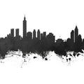 Taipei Taiwan Skyline Black & White Mural Wallpaper - pure wallpaper artwork