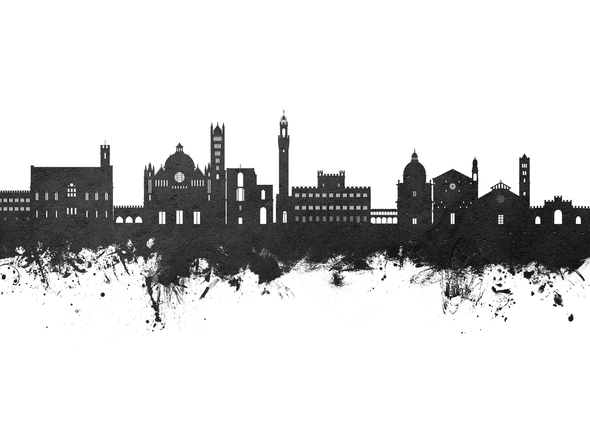Siena Italy Skyline Black & White Mural Wallpaper - pure wallpaper artwork