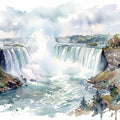 Northern Waterfall - Watercolor Landscapes Series Mural Wallpaper - pure wallpaper artwork