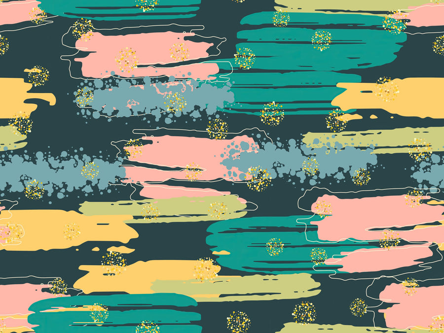 Shape and Splash Dark Mural Wallpaper