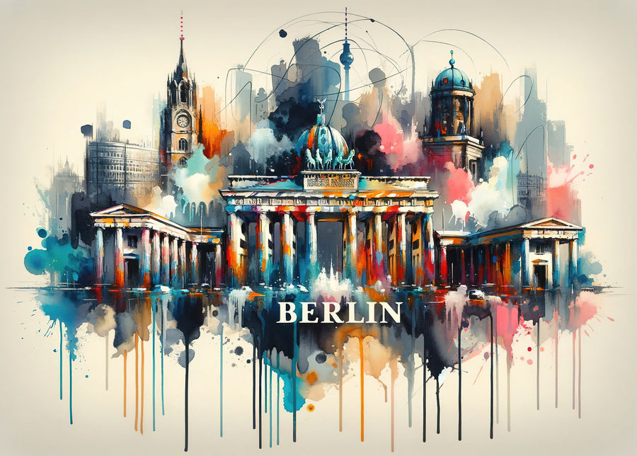 Watercolor Berlin Mural Wallpaper