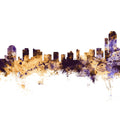Wilmington Delaware Skyline Purple & Gold Mural Wallpaper - pure wallpaper artwork