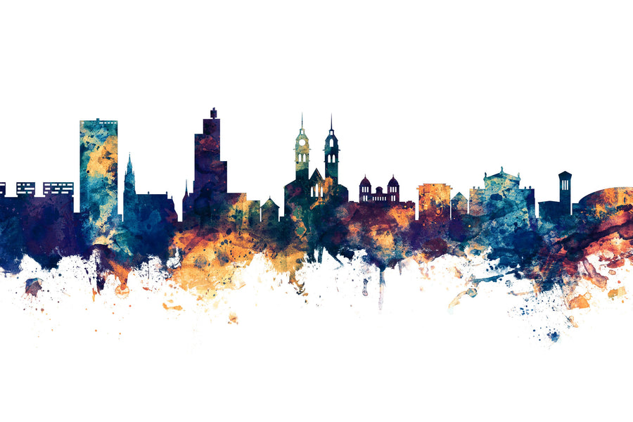 Wintherthur Switzerland Skyline Blue & Bronze Mural Wallpaper