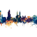 Wintherthur Switzerland Skyline Blue & Bronze Mural Wallpaper - pure wallpaper artwork