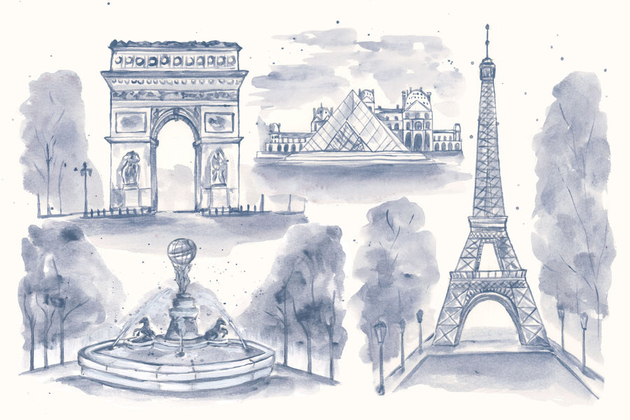 Paris Landmarks Mural Wallpaper