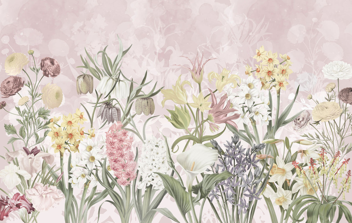 Happy Spring Flowers Mural Wallpaper - Edition 4 - pure wallpaper artwork
