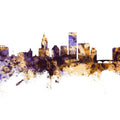 Providence Rhode Island Skyline Purple & Gold Mural Wallpaper - pure wallpaper artwork