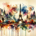 Watercolor Skyline Paris I Mural Wallpaper - pure wallpaper artwork