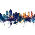 San Diego California Skyline Blue & Bronze Mural Wallpaper - pure wallpaper artwork