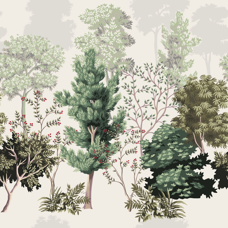 Forest Wallpaper Mural – Woodland Wall Mural – Taiga Trees printable artwork