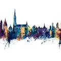 Ulm Germany Skyline Blue & Bronze Mural Wallpaper - pure wallpaper artwork