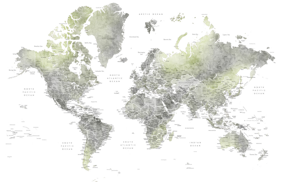 World Map Cities - Hollace Mural Wallpaper