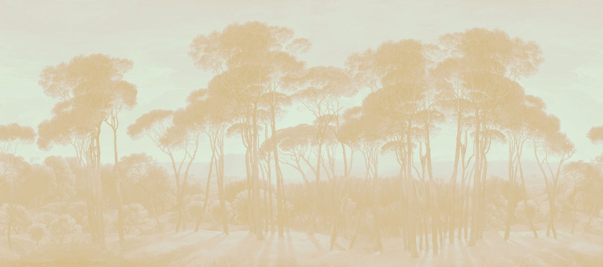 Mediterranean Pine Landscape, Apricot Mural Wallpaper - pure wallpaper artwork