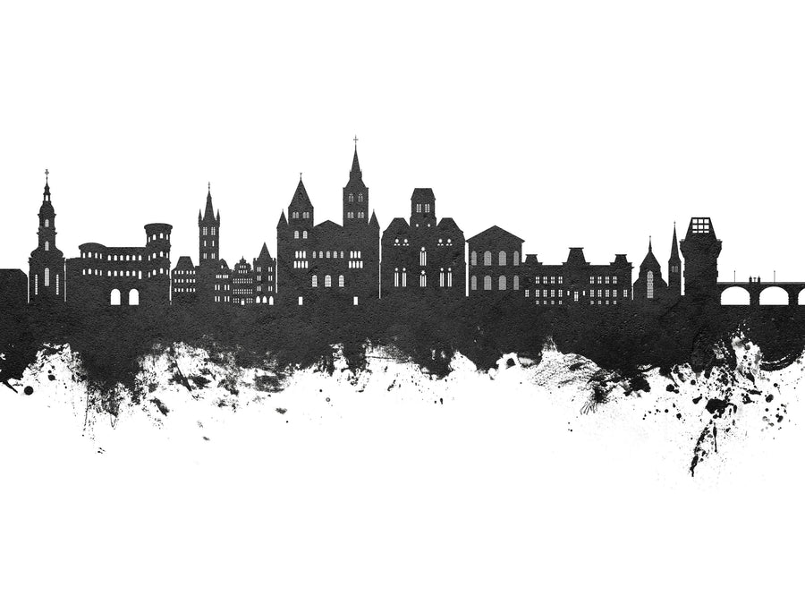 Trier Germany Skyline Black & White Mural Wallpaper