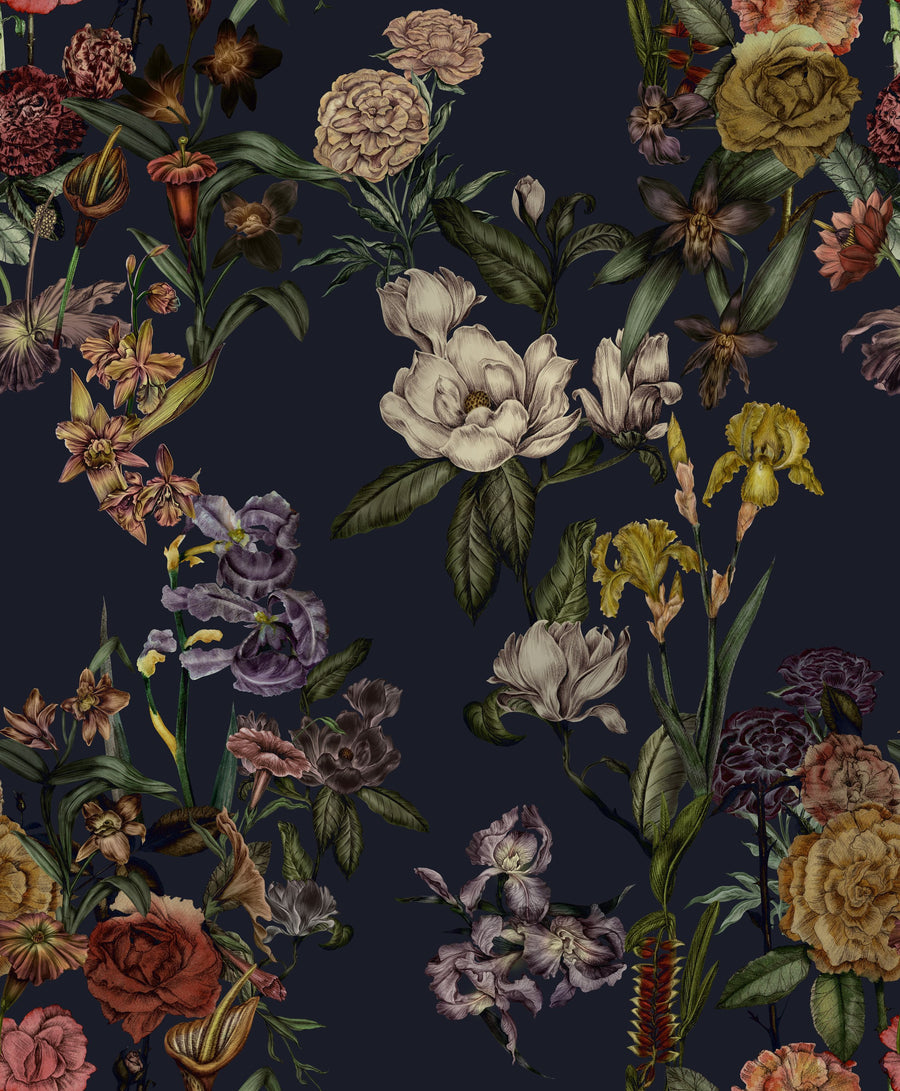Floral Gaze, Midnight Mural Wallpaper