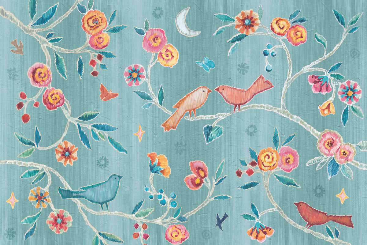 My Bohemian Life Love Blue Mural Wallpaper - pure wallpaper artwork
