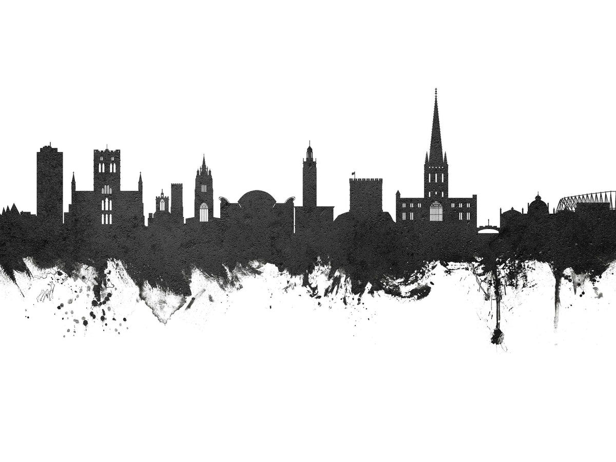 Norwich England Skyline Black & White Mural Wallpaper - pure wallpaper artwork