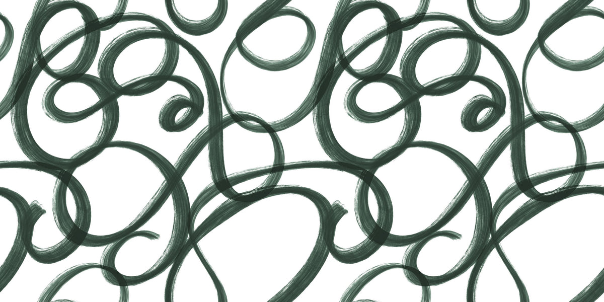 Curly Brush Lines, Salamander Green Mural Wallpaper - pure wallpaper artwork