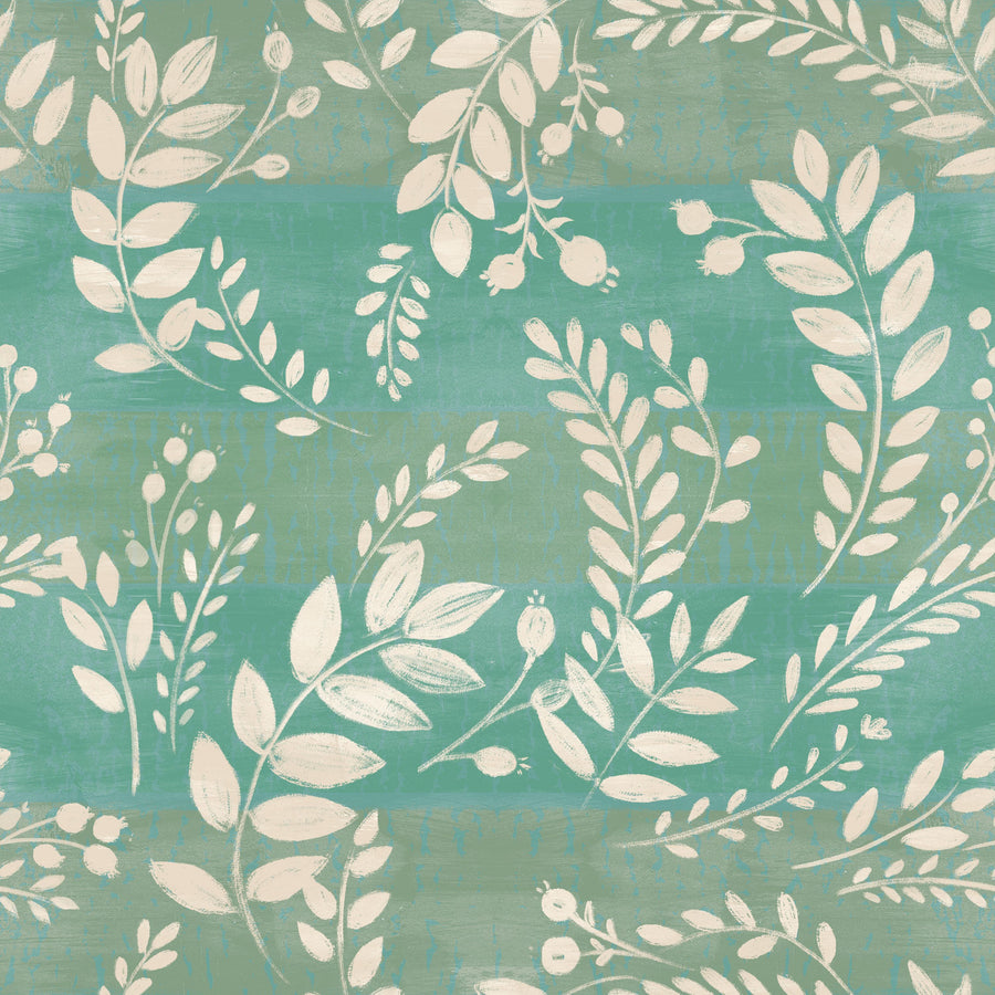 Harvest Sprig Blue Mural Wallpaper