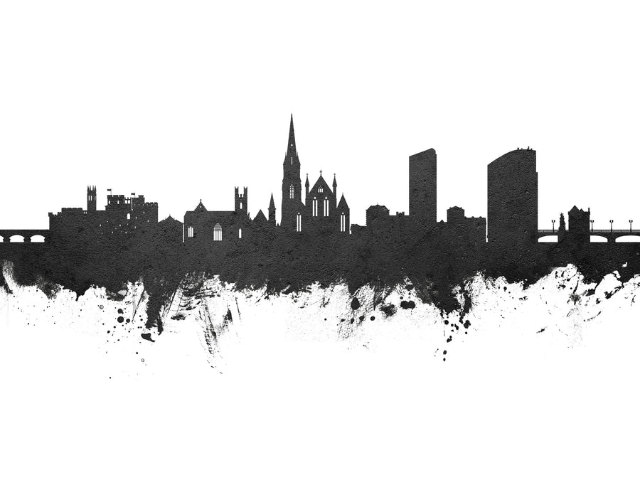 Limerick Ireland Skyline Black & White Mural Wallpaper