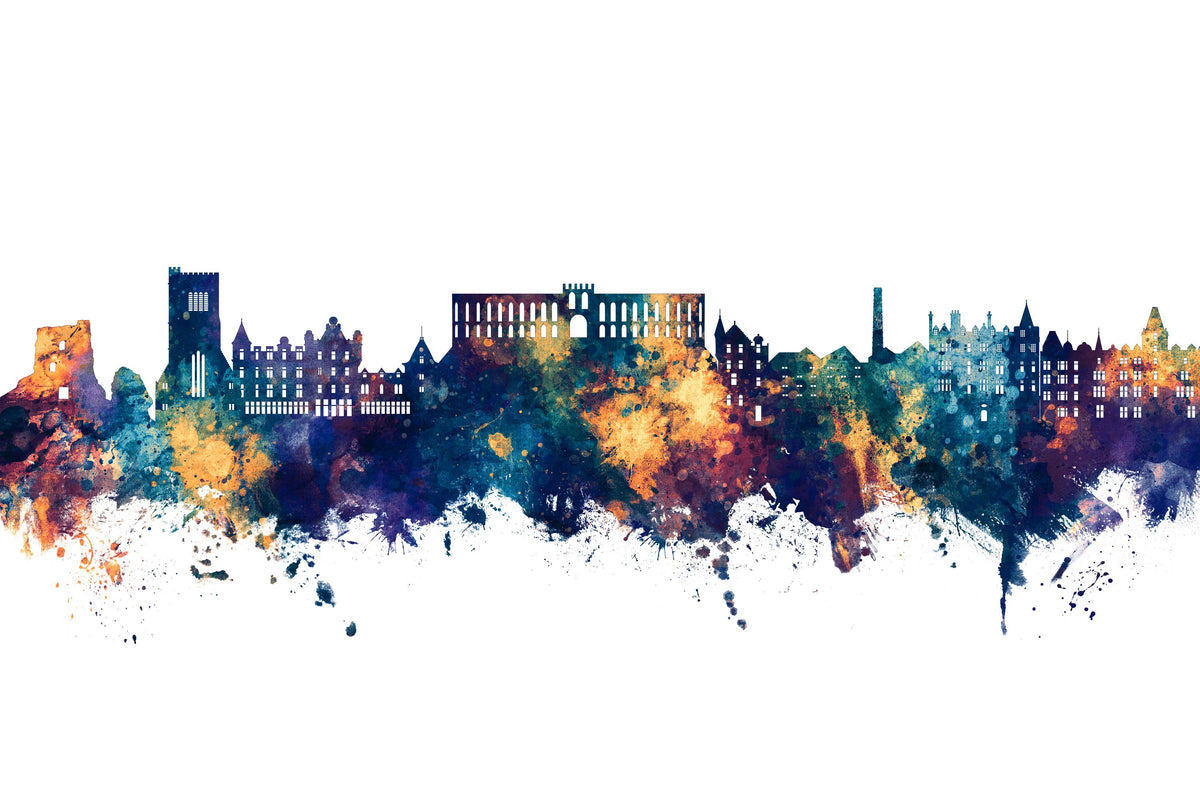 Oban Scotland Skyline Blue & Bronze Mural Wallpaper - pure wallpaper artwork