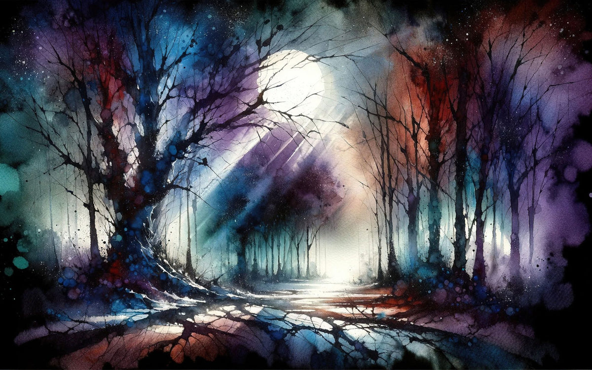 Mystical Moonlit Forest Scene Mural Wallpaper - pure wallpaper artwork