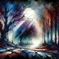 Mystical Moonlit Forest Scene Mural Wallpaper - pure wallpaper artwork