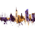 Portsmouth England Skyline Purple & Gold Mural Wallpaper - pure wallpaper artwork
