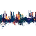 Manama Skyline Blue & Bronze Mural Wallpaper - pure wallpaper artwork
