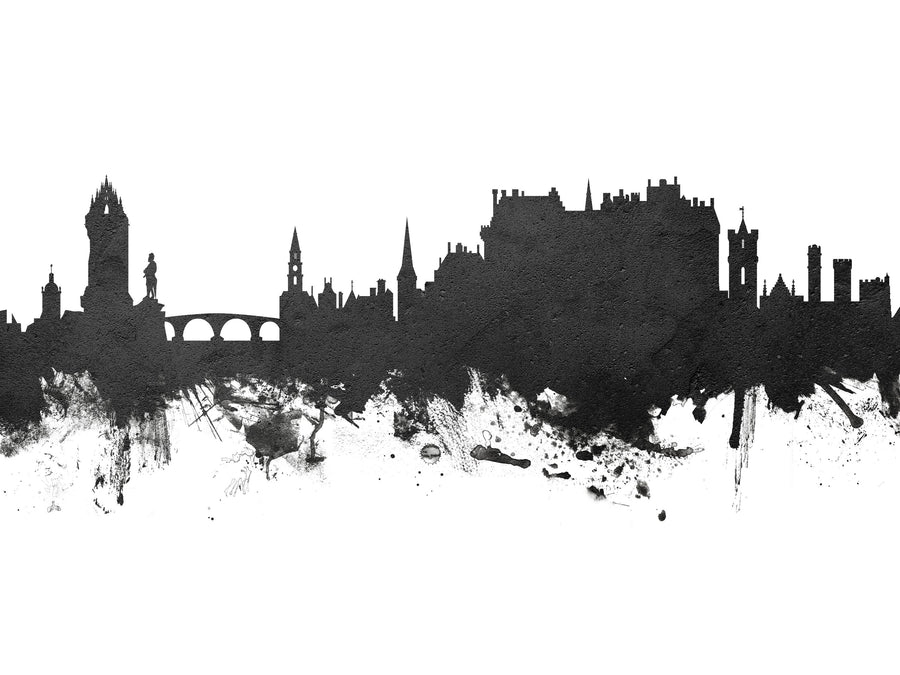Stirling Scotland Skyline Black & White Mural Wallpaper