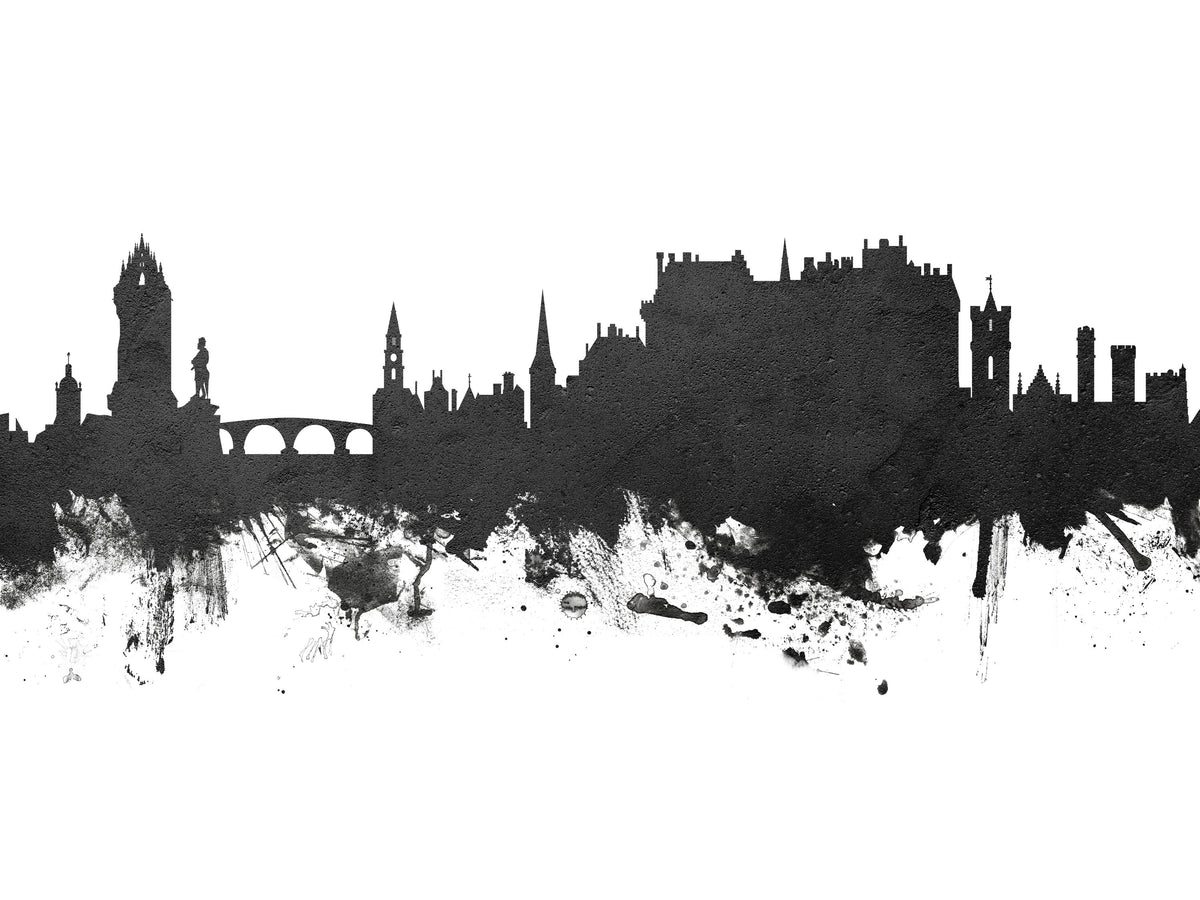 Stirling Scotland Skyline Black & White Mural Wallpaper - pure wallpaper artwork