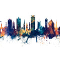 Plymouth England Skyline Blue & Bronze Mural Wallpaper - pure wallpaper artwork
