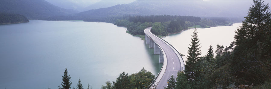 Misty Bridge Crossing Mural Wallpaper