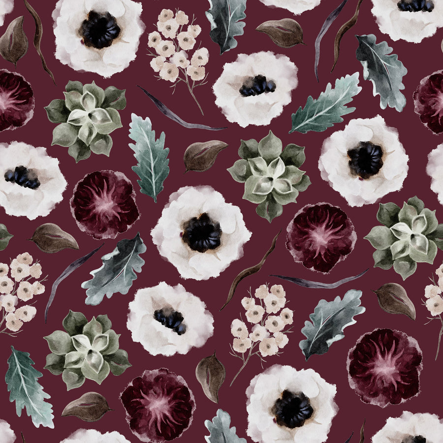 Anemones and Leaves Mural Wallpaper