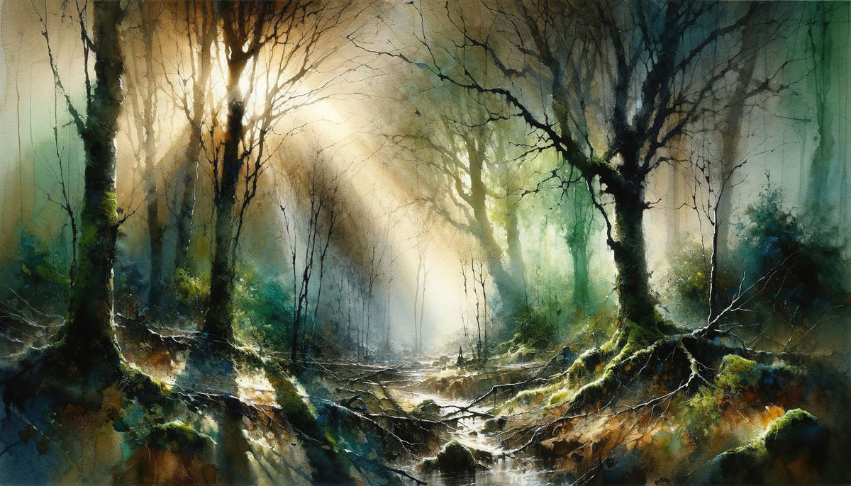 Misty Forest Awakening Mural Wallpaper - pure wallpaper artwork