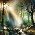 Misty Forest Awakening Mural Wallpaper - pure wallpaper artwork