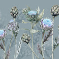 Artichoke Blooms, French Blue Mural Wallpaper - pure wallpaper artwork