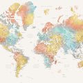 World Map Cities - Fifi Mural Wallpaper - pure wallpaper artwork
