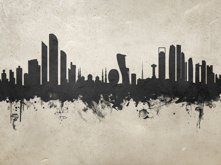 Abu Dhabi Skyline Concrete Mural Wallpaper