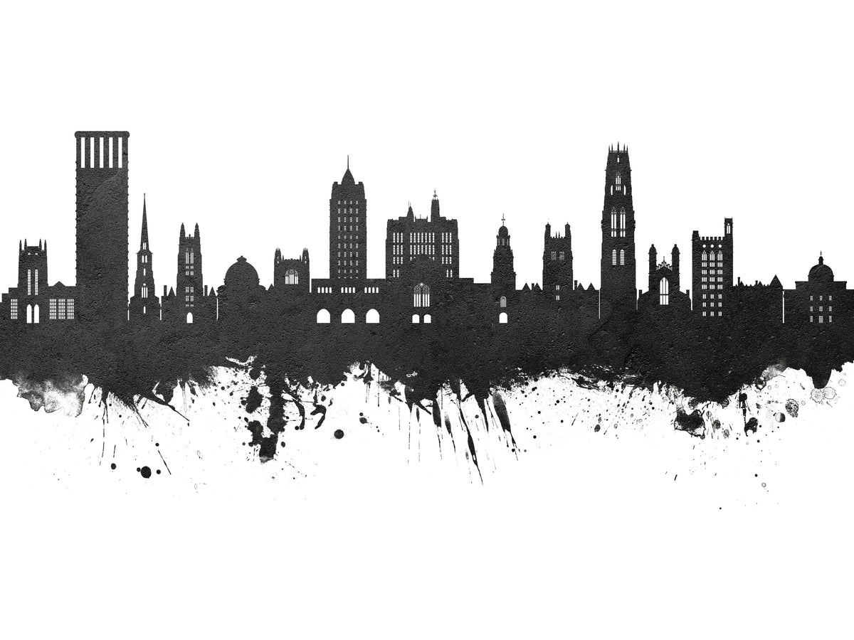 New Haven Connecticut Skyline Black & White Mural Wallpaper - pure wallpaper artwork