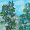 Treehouse Neighborhood Cool Bright Mural Wallpaper - pure wallpaper artwork