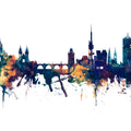 Prague (Praha) Czech Republic Skyline Blue & Bronze Mural Wallpaper - pure wallpaper artwork