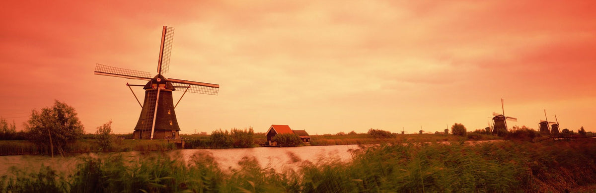 Dutch Sunset Windmills Mural Wallpaper - pure wallpaper artwork