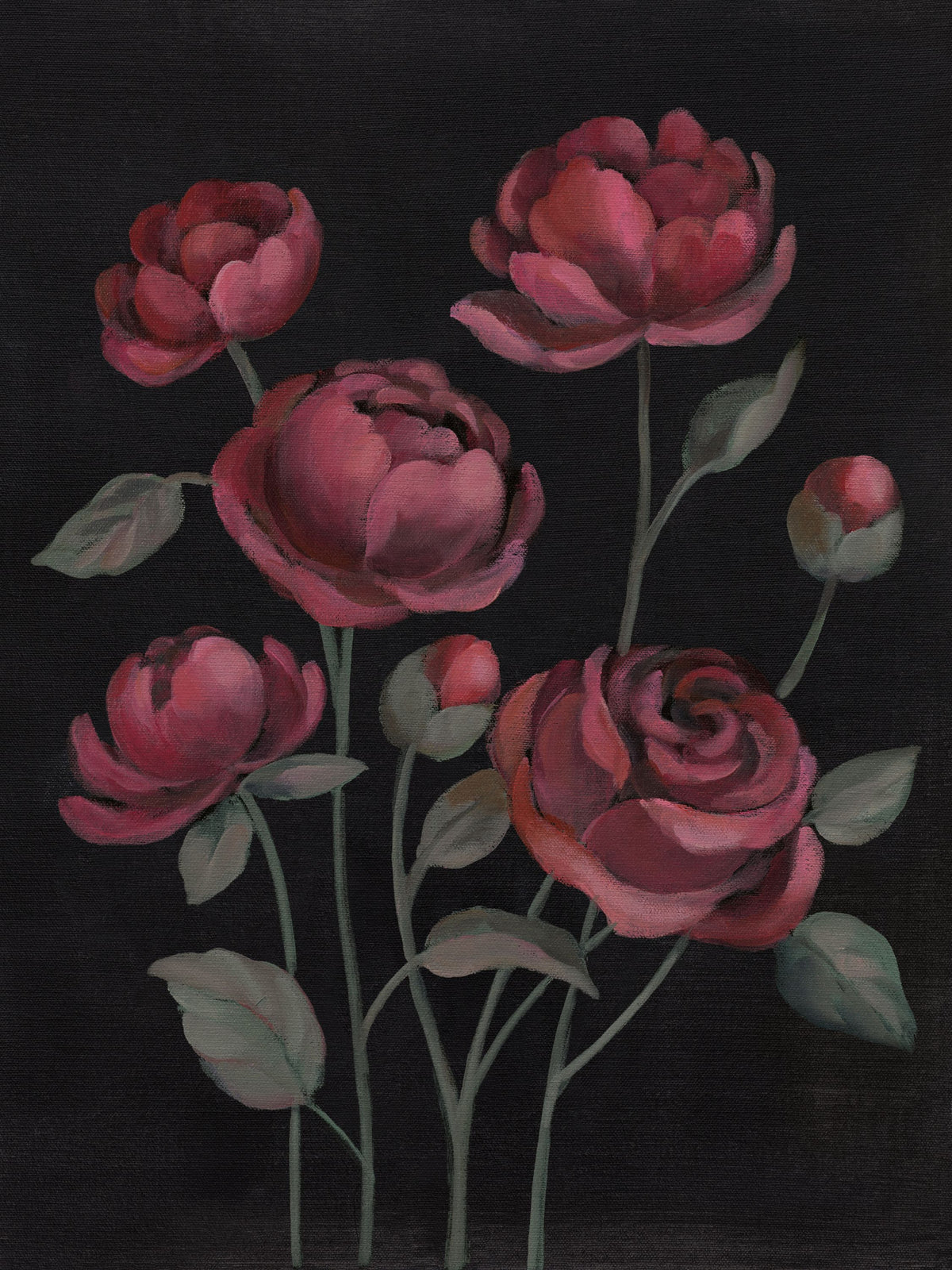 Burgundy Bloom II Mural Wallpaper - pure wallpaper artwork