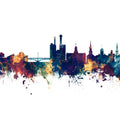 Iowa City Skyline Blu & Bronze Mural Wallpaper - pure wallpaper artwork