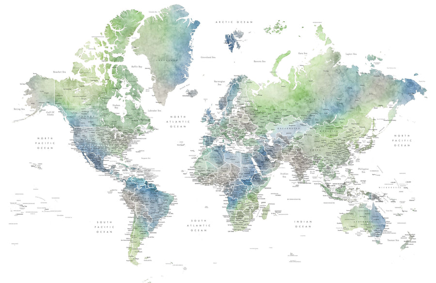 World Map Cities - Declan Mural Wallpaper