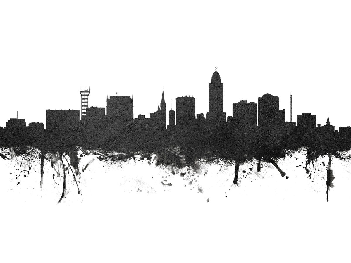 Lincoln Nebraska Skyline Black & White Mural Wallpaper - pure wallpaper artwork