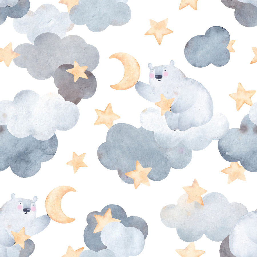 Polar Bears & Clouds Mural Wallpaper